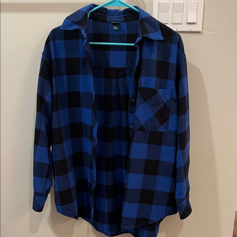 Wild Fable Blue and Black Buffalo Plaid Flannel Shirt
